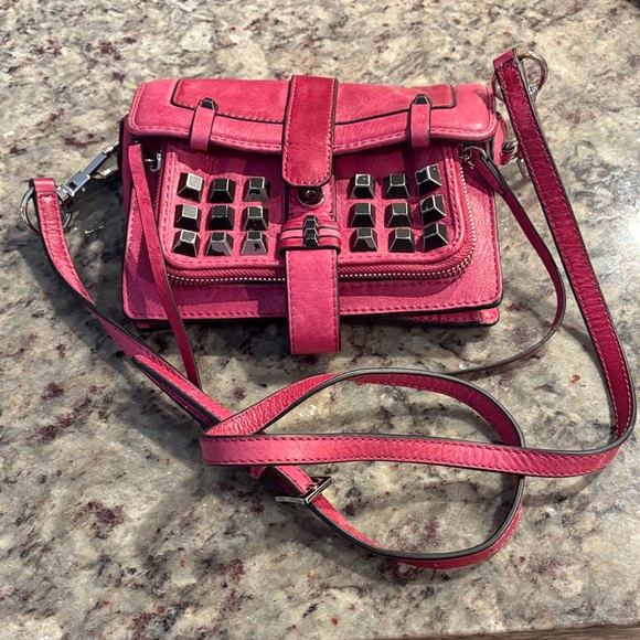 Bloomingdale's Handbags - Bloomingdale's Pink Crossbody Bag with Square Studs